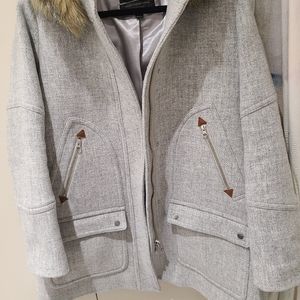 J.Crew Grey Italian Stadium Cloth Size 16 Coat with Hood